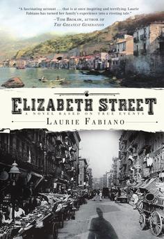 Cover of Elizabeth Street by Laurie Fabiano showing scenes of early Italian immigration and New York's Lower East Side