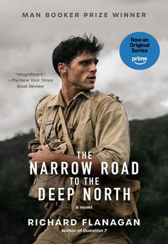 Cover of 'The Narrow Road to the Deep North' by Richard Flanagan  Booker Prizewinning World War II novel about Australian surgeon Dorrigo Evans, love, memory, and the ThaiBurma Death Railway; powerful book club pick.