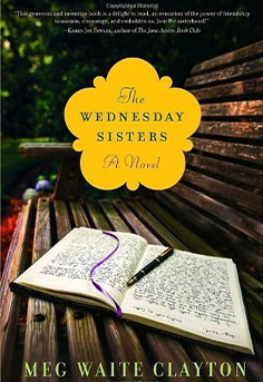 Cover of The Wednesday Sisters by Meg Waite Clayton featuring abstract imagery of female friendship in soft pastel tones.